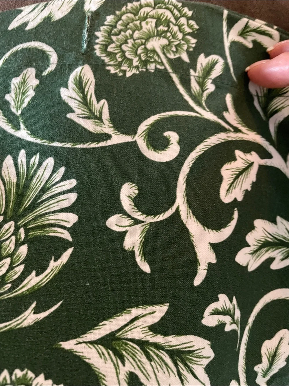 Green and White Floral Shower Curtain